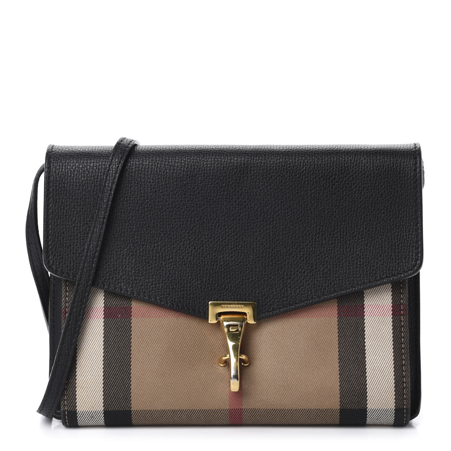 Burberry Macken Ho Check Crossbody Bag Leather Black Small
