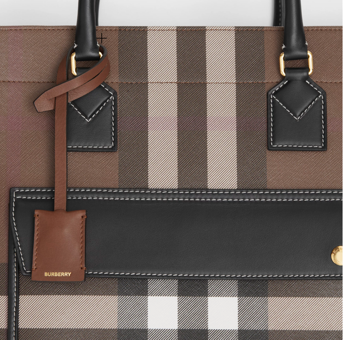 Burberry Freya Check Tote Leather Medium Tote Bag