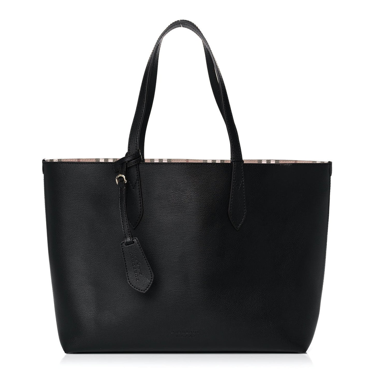 Burberry Haymarket Check Reversible Tote Black Medium Tote Bag
