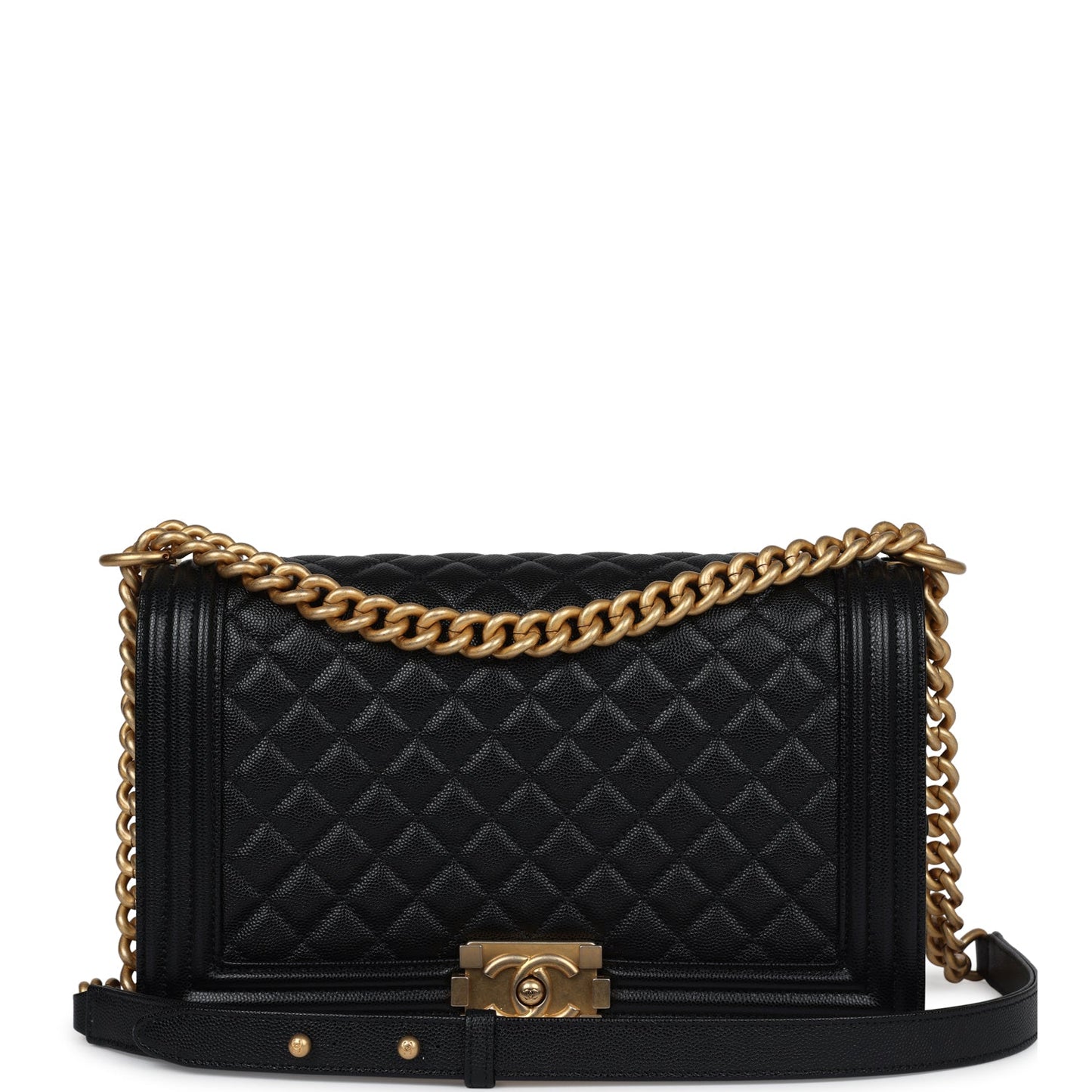 Chanel New Medium Boy Black Caviar Antique Gold Hardware Accessory