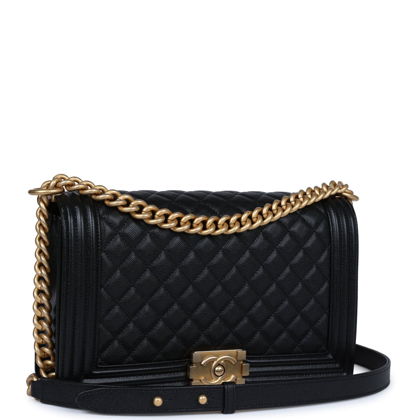 Chanel New Medium Boy Black Caviar Antique Gold Hardware Accessory
