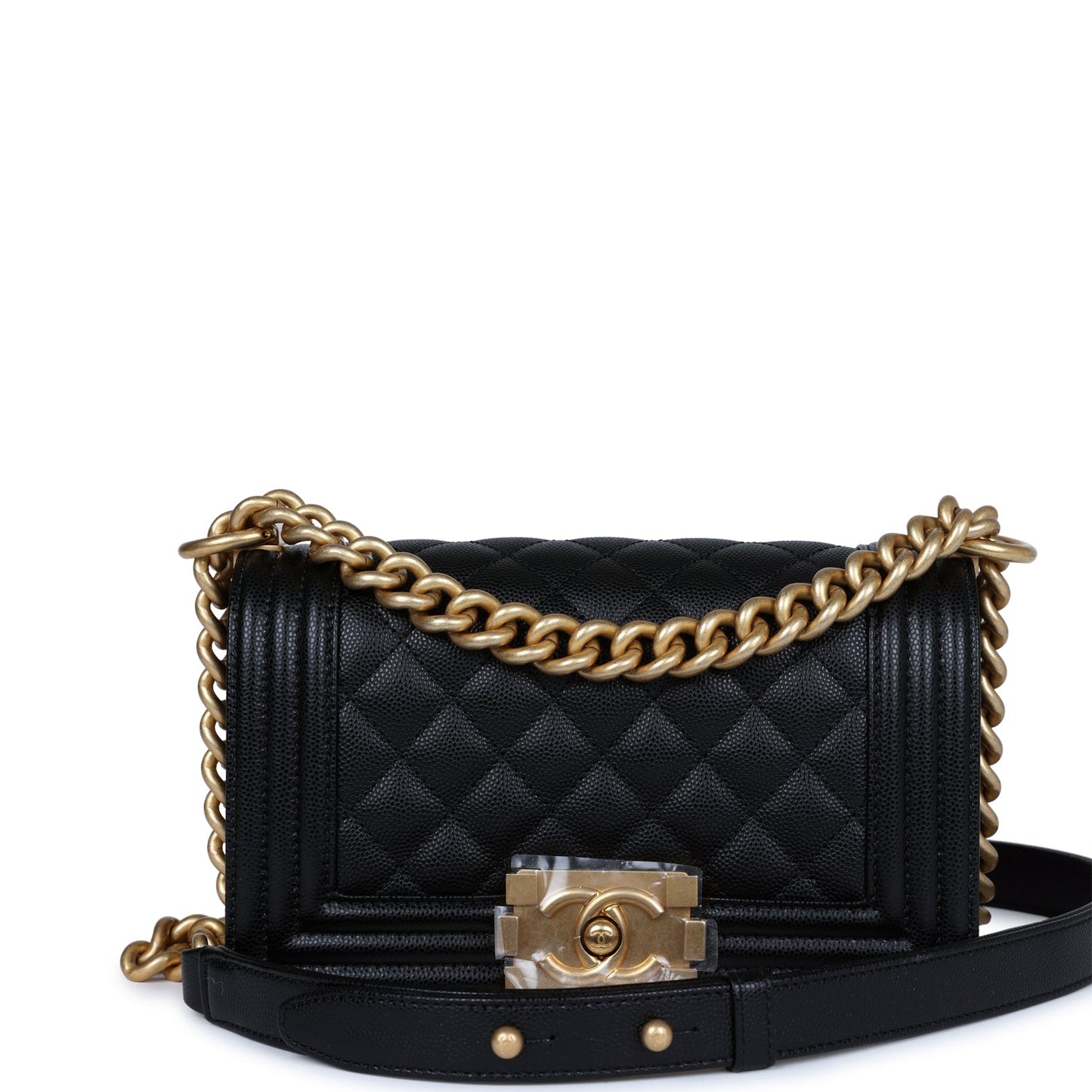 Chanel Small Boy Black Caviar Antique Gold Hardware Accessory