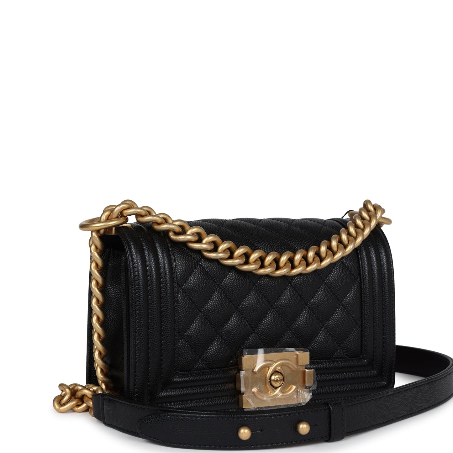 Chanel Small Boy Black Caviar Antique Gold Hardware Accessory