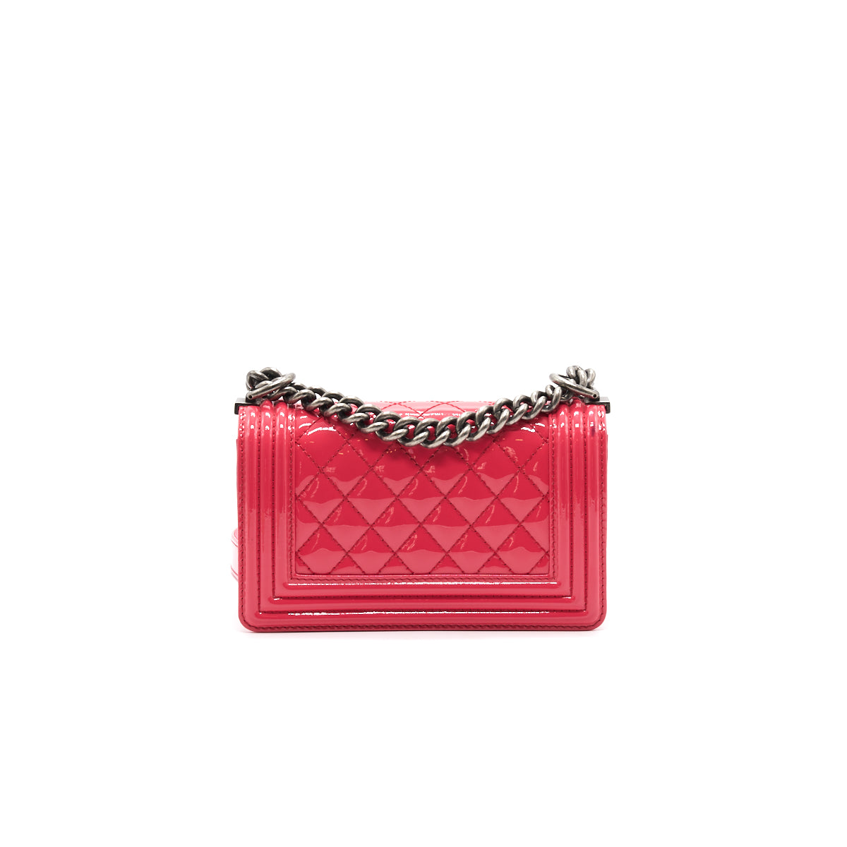 Chanel Small Leboy Patent Leather Pink Ruthenium Hardware Bag