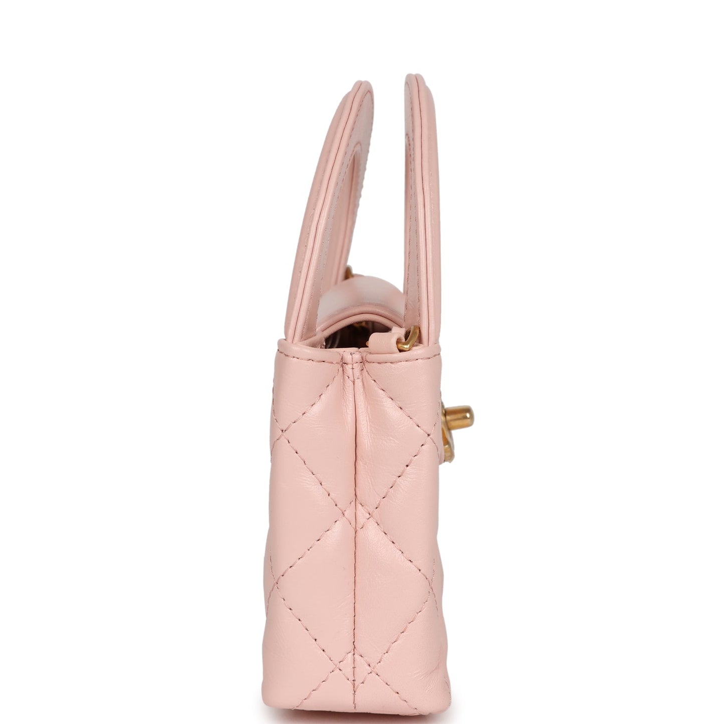 Chanel Nano Kelly Shopper Light Pink Shiny Aged Calfskin Brushed Gold Hardware Accessory