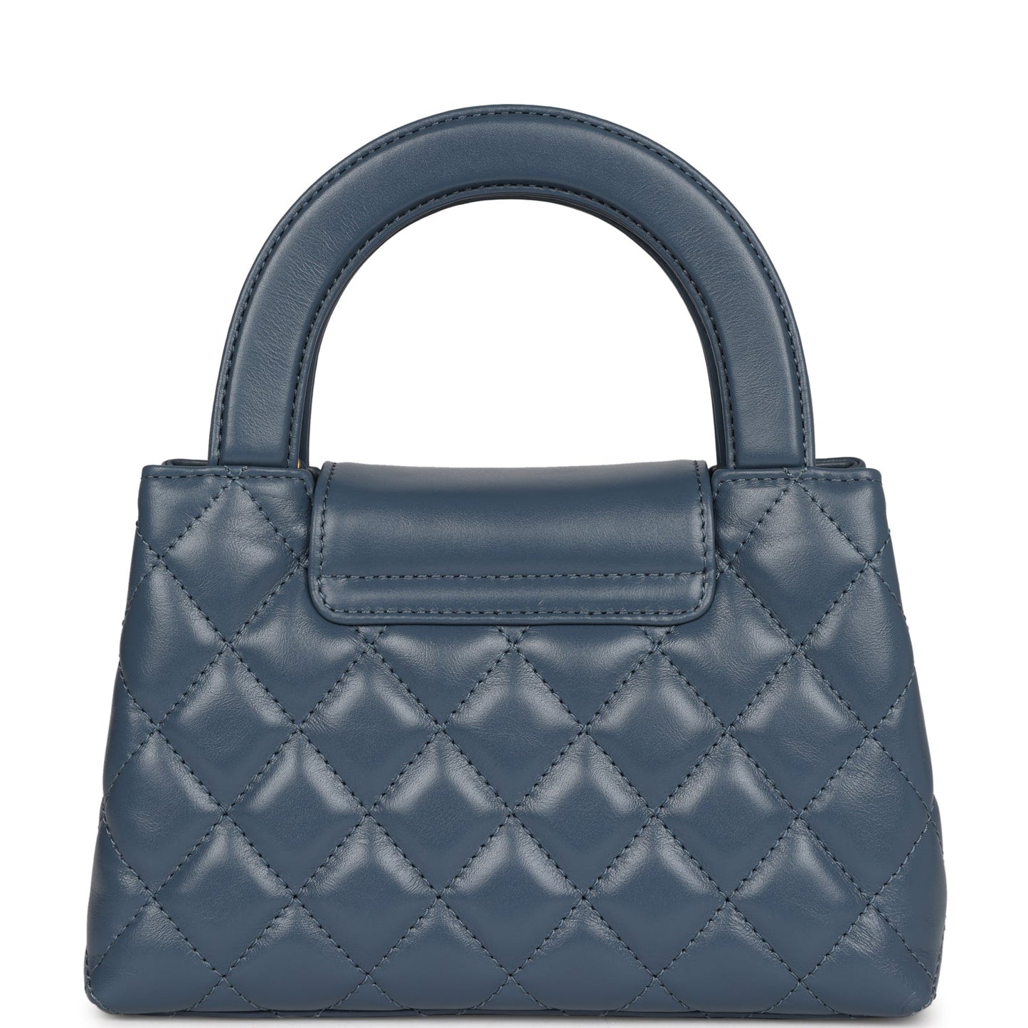 Small Kelly Shopper Blue Shiny Aged Calfskin Brushed Gold Hardware Accessory Signature