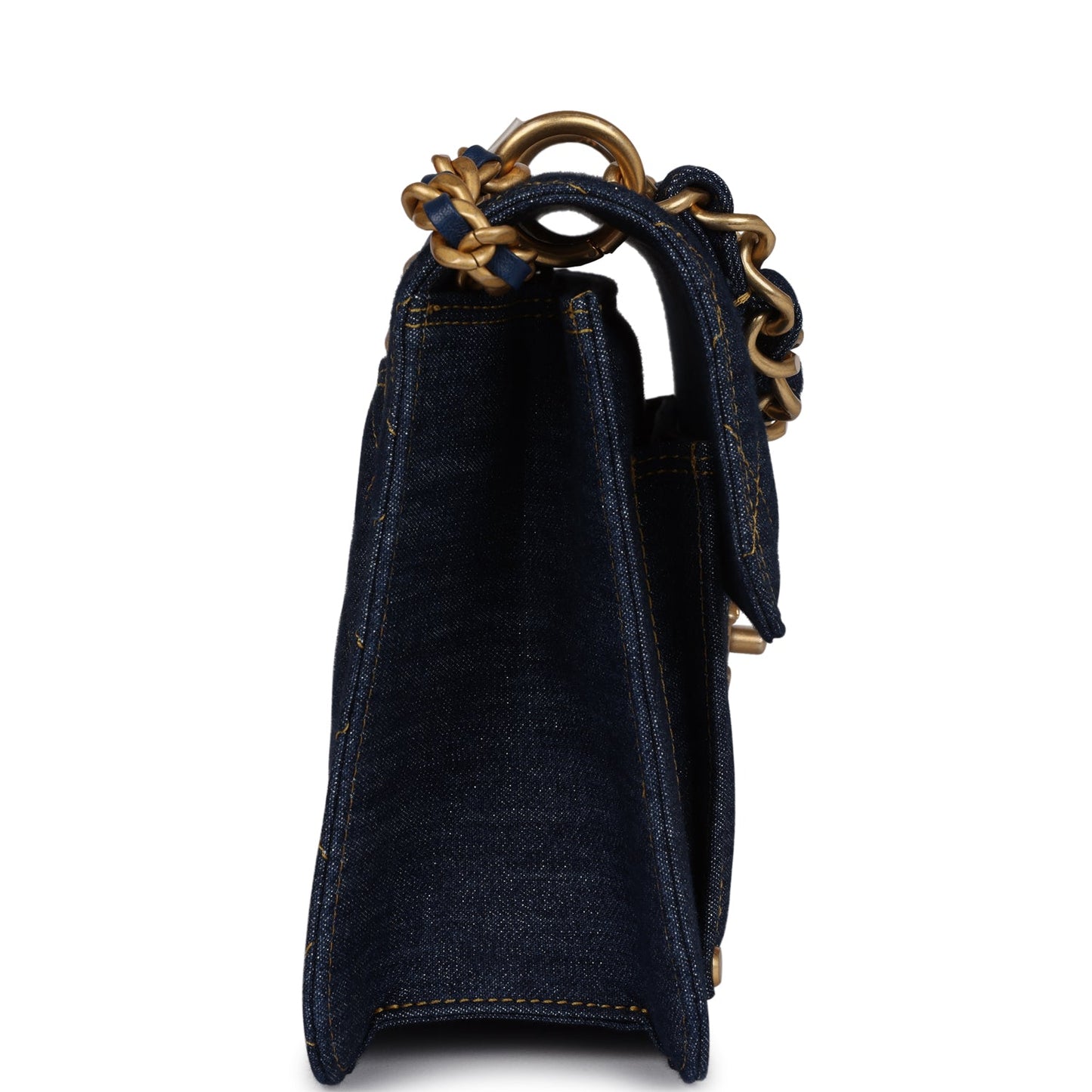 Chanel Square Flap Blue Denim Antique Gold Hardware Accessory