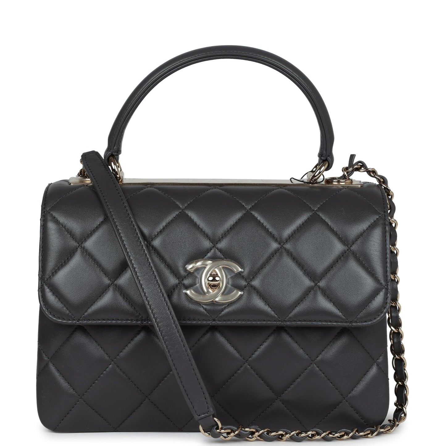 Chanel Small Trendy CC Dark Grey Lambskin Light Gold Hardware Accessory