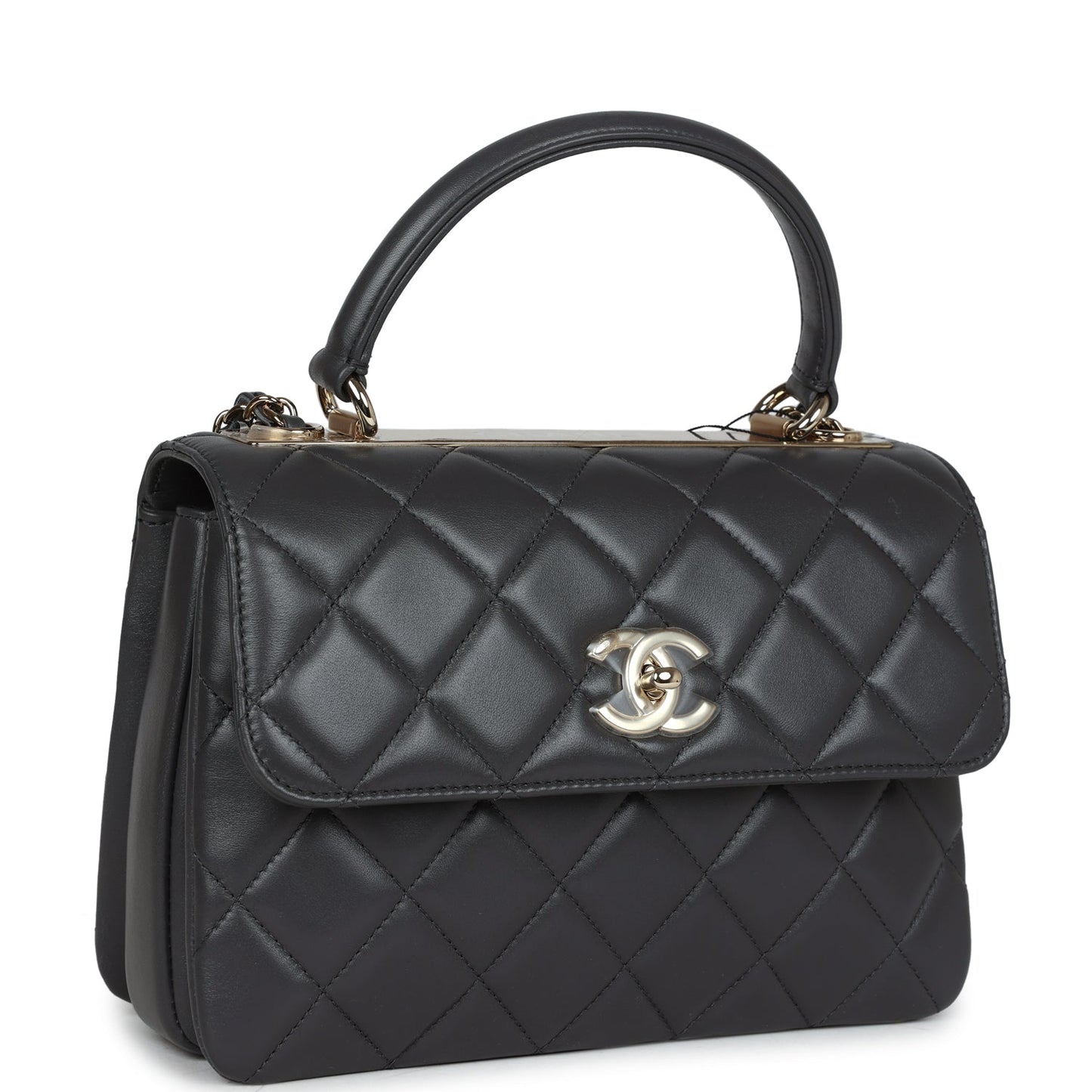 Chanel Small Trendy CC Dark Grey Lambskin Light Gold Hardware Accessory