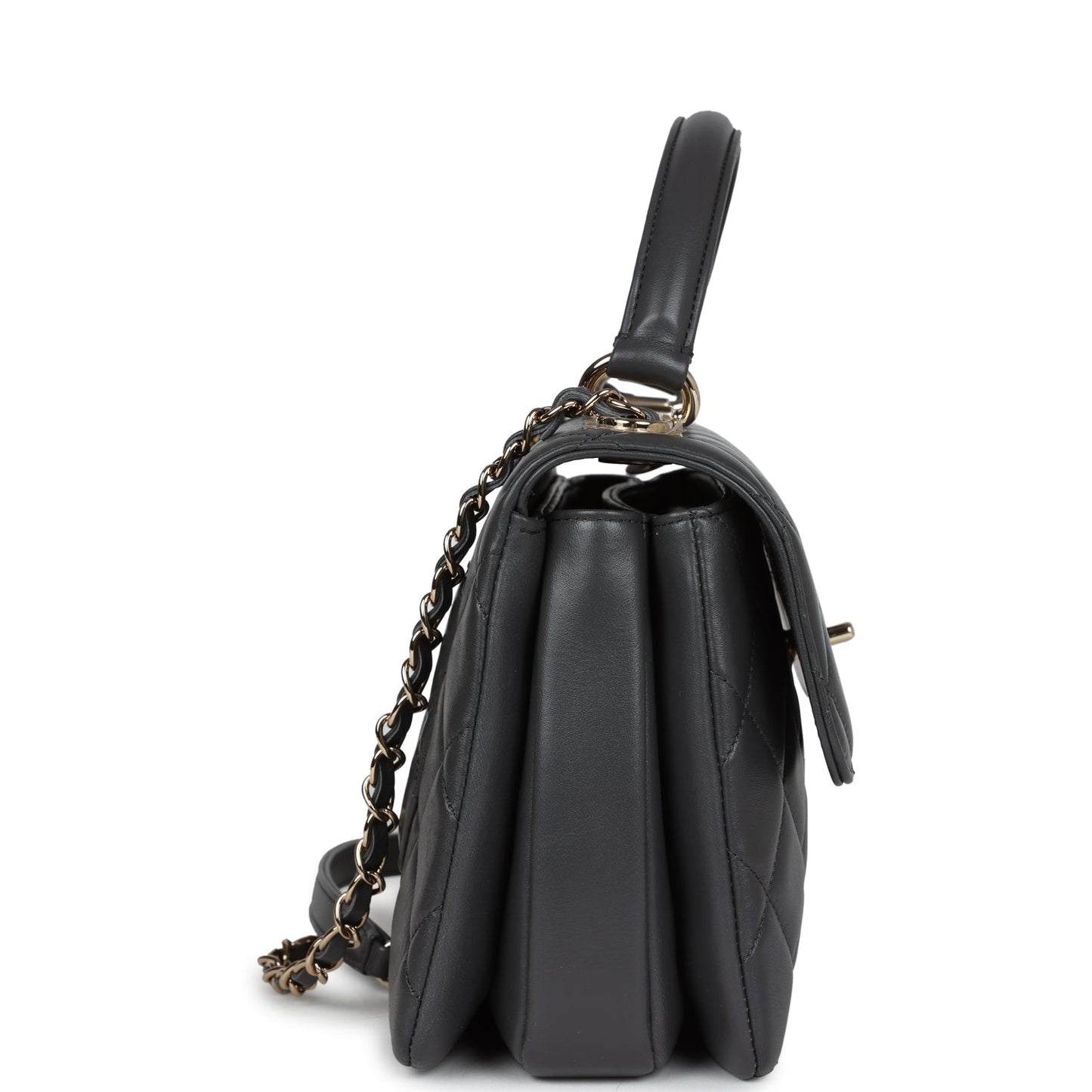 Chanel Small Trendy CC Dark Grey Lambskin Light Gold Hardware Accessory