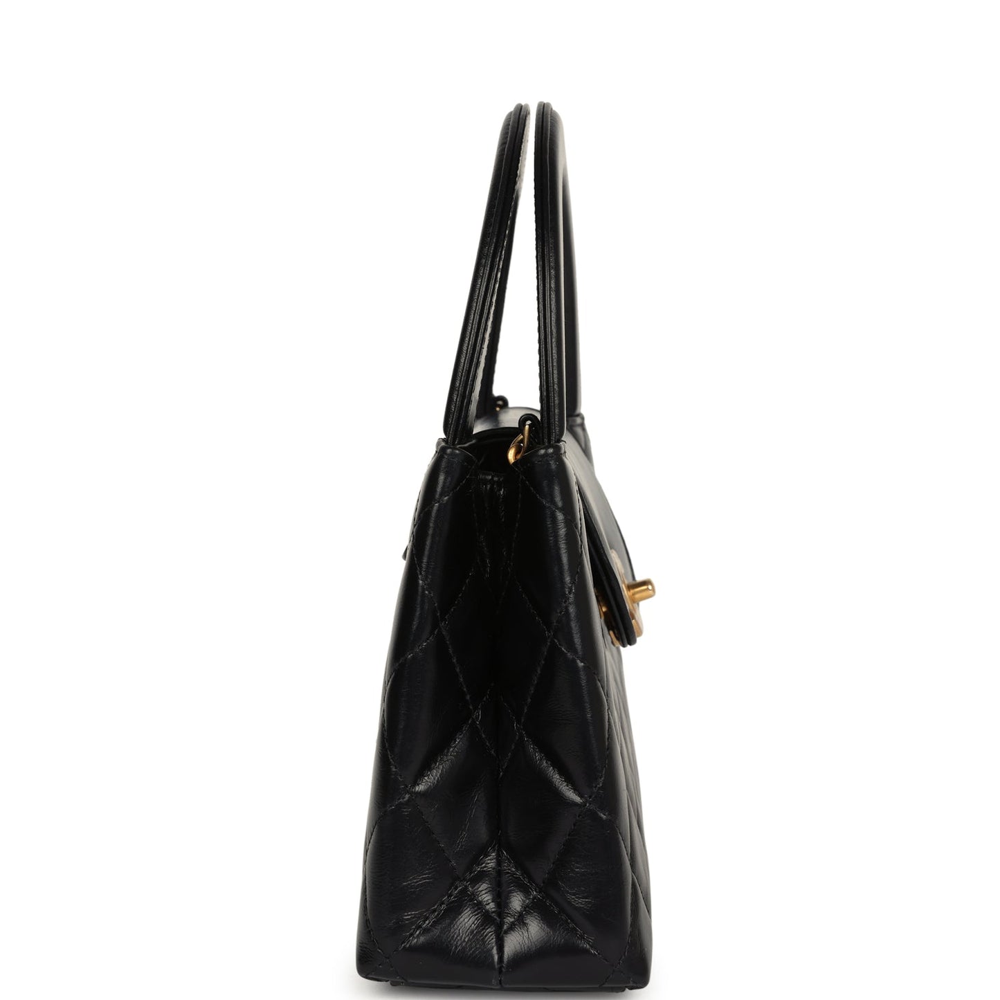 Chanel Small Kelly Shopper Black Aged Calfskin Brushed Gold Hardware Bag