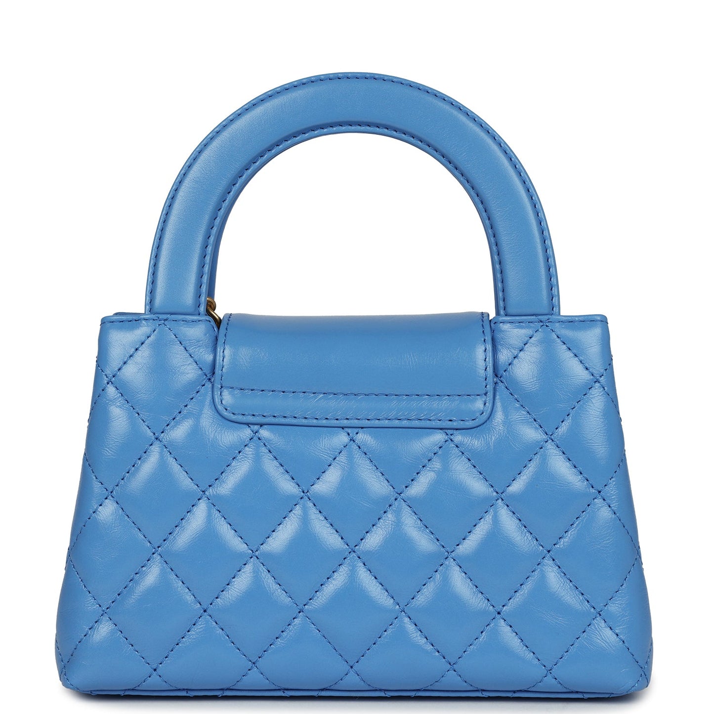 Small Kelly Shopper Blue Shiny Aged Calfskin Brushed Gold Hardware Accessory Classic