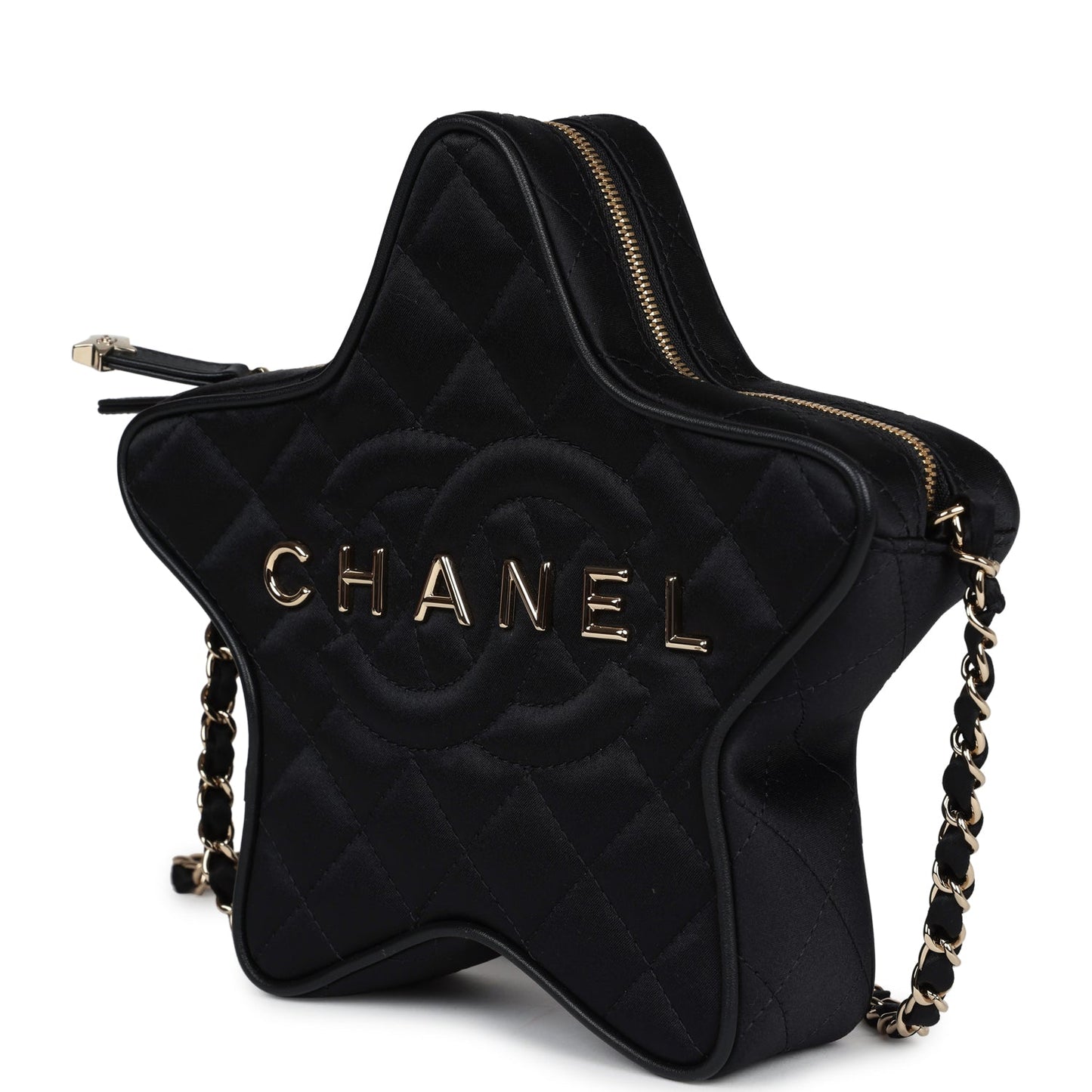 Chanel Star Black Satin Light Gold Hardware Accessory