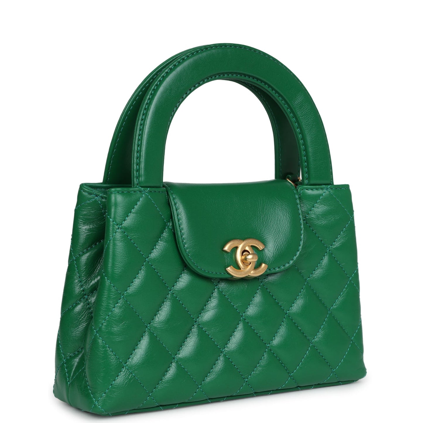 Chanel Small Kelly Shopper Dark Green Shiny Aged Calfskin Brushed Gold Hardware Accessory