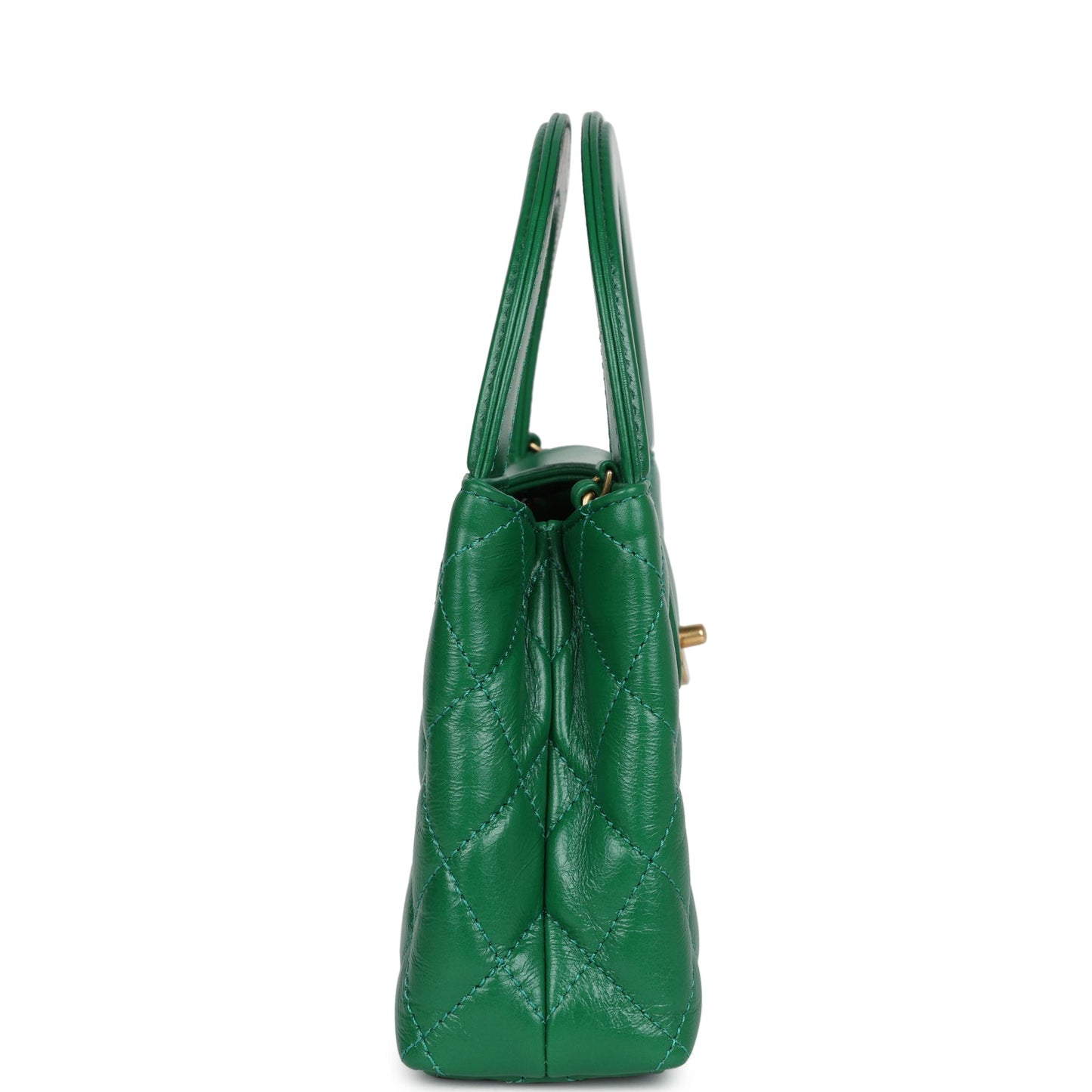 Chanel Small Kelly Shopper Dark Green Shiny Aged Calfskin Brushed Gold Hardware Accessory