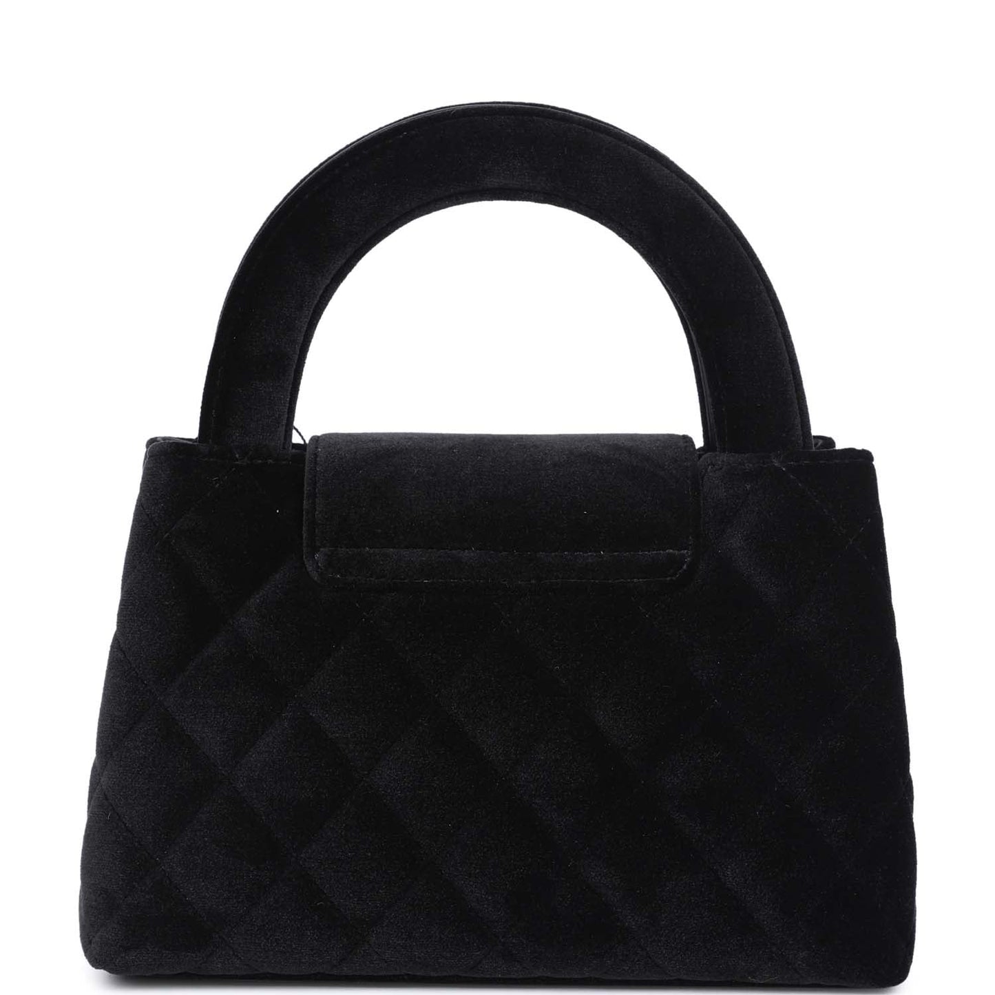 Chanel Small Kelly Shopper Black Velvet Brushed Gold Hardware Bag