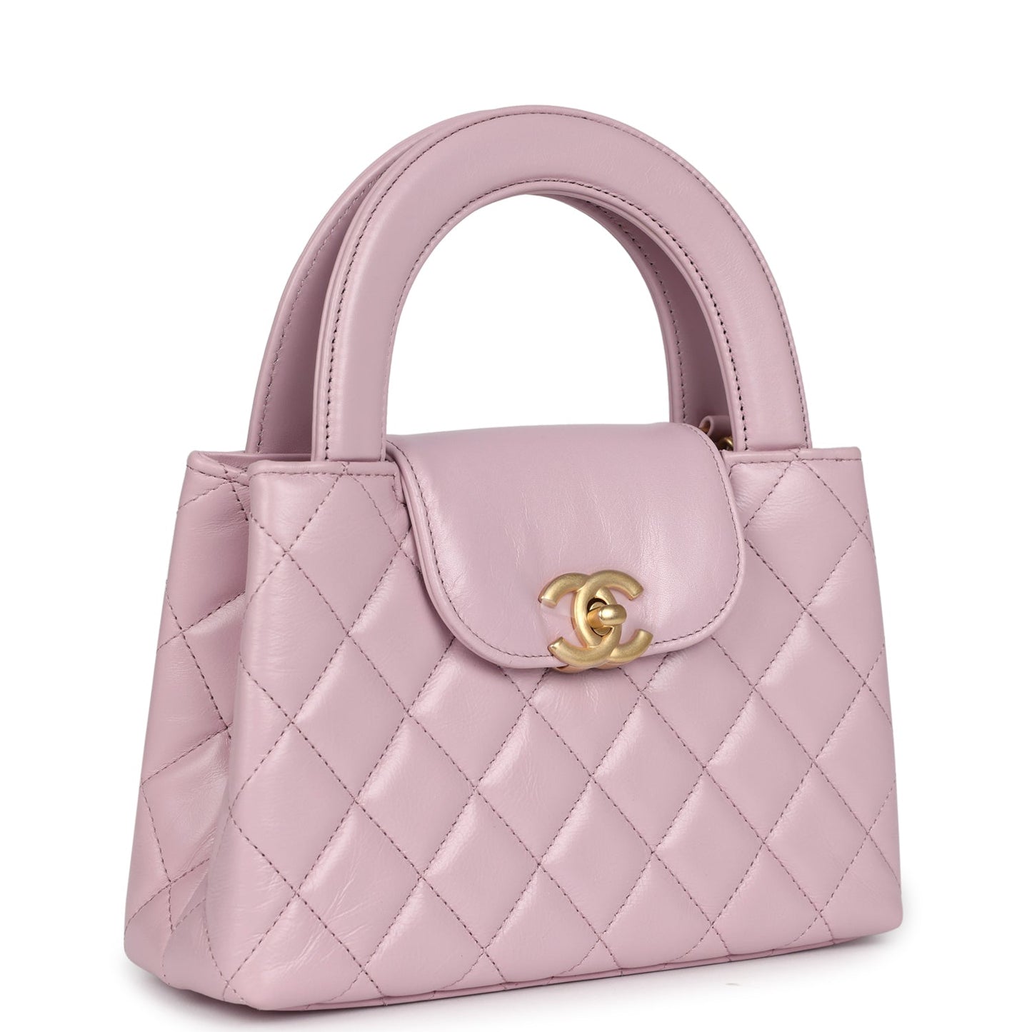 Chanel Small Kelly Shopper Light Pink Shiny Aged Calfskin Brushed Gold Hardware Bag