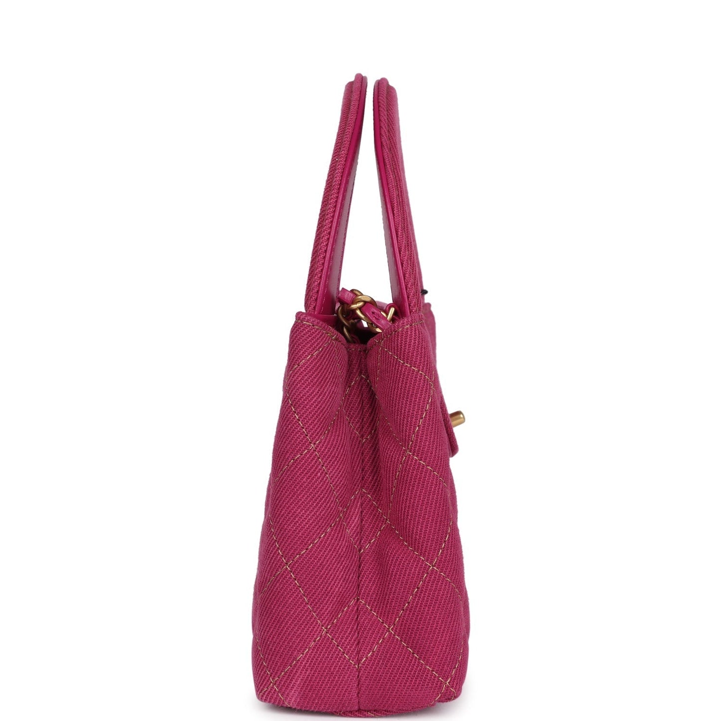 Chanel Small Kelly Shopper Pink Washed Denim Brushed Gold Hardware Bag