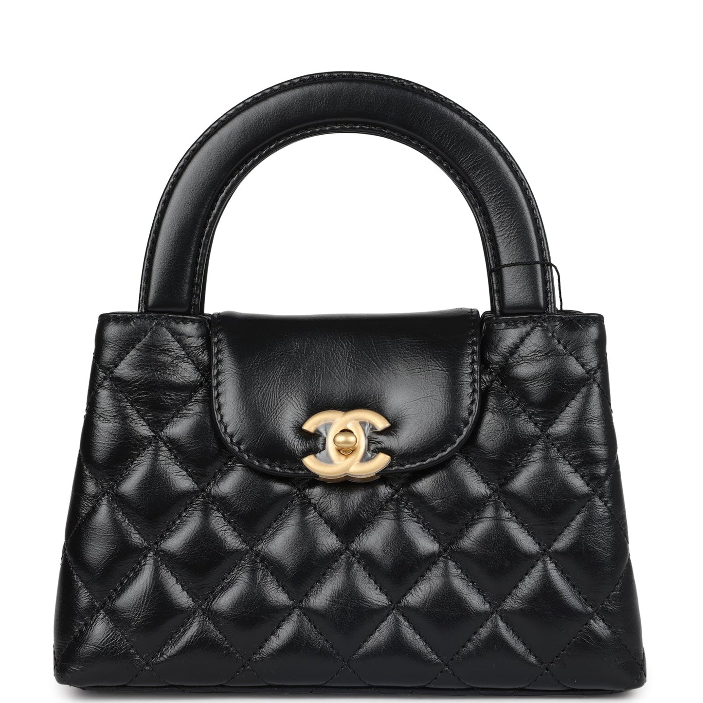 Small Kelly Shopper Black Shiny Aged Calfskin Brushed Gold Hardware Classic