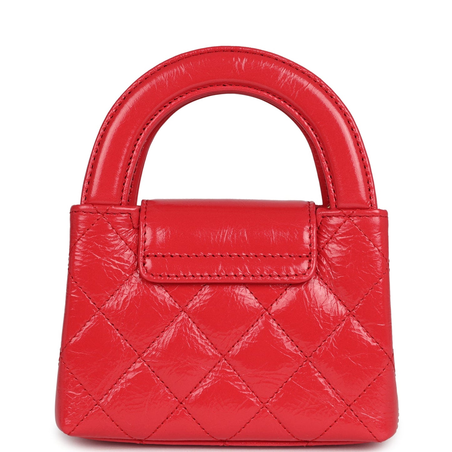 Chanel Nano Kelly Shopper Red Shiny Aged Calfskin Brushed Gold Hardware Accessory
