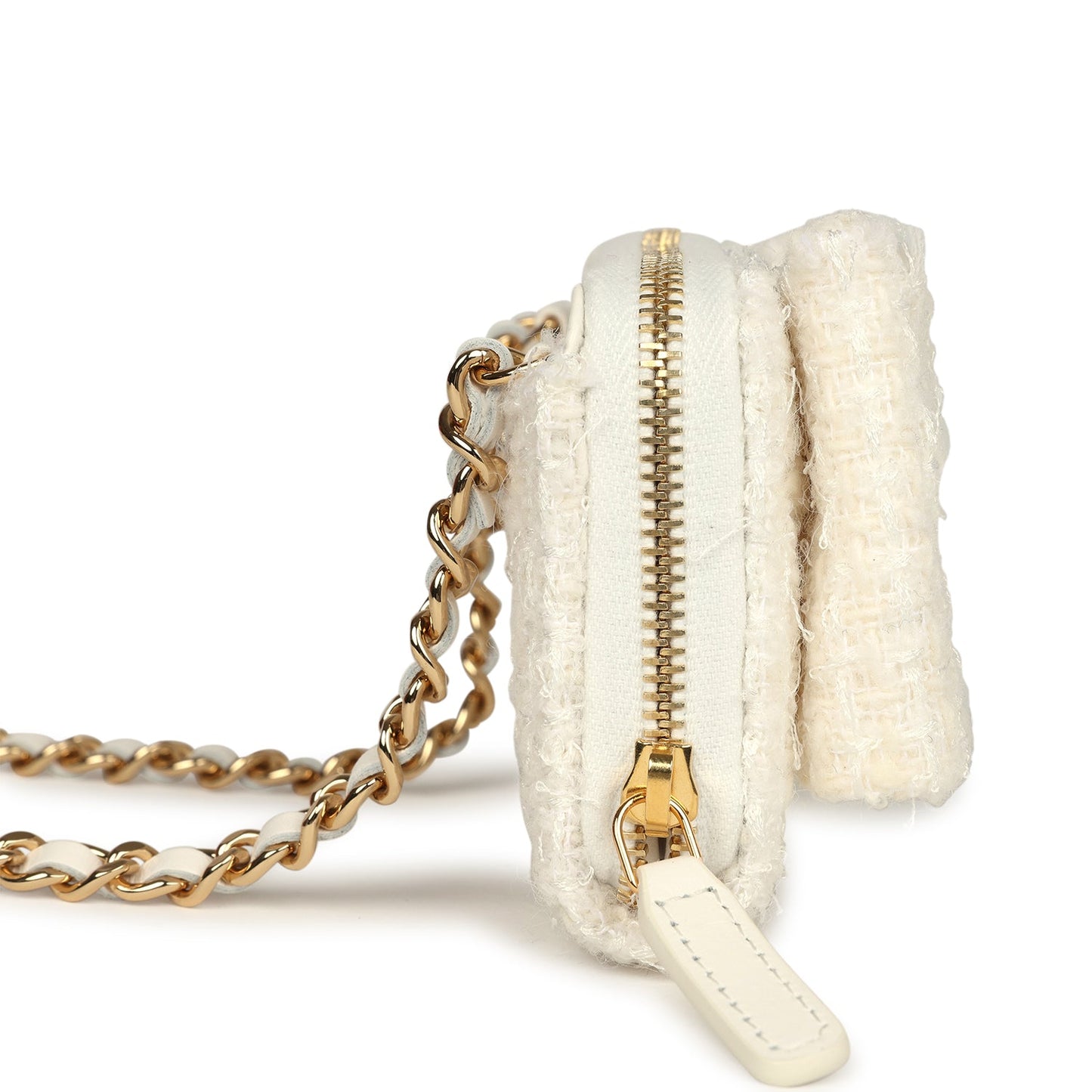 Chanel VIP Wallet on Chain WOC Bow White Tweed Gold Hardware Bag