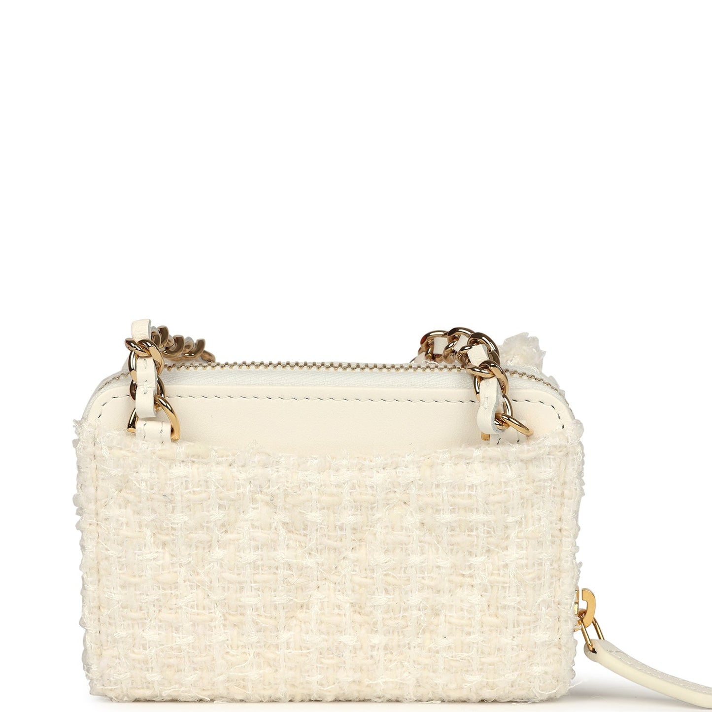 Chanel VIP Wallet on Chain WOC Bow White Tweed Gold Hardware Bag