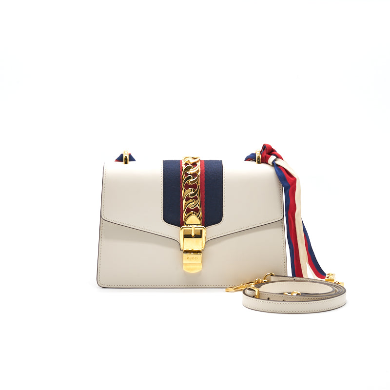 Gucci Sylvie With Extra Long Strap Handbag White Medium Travel Bag