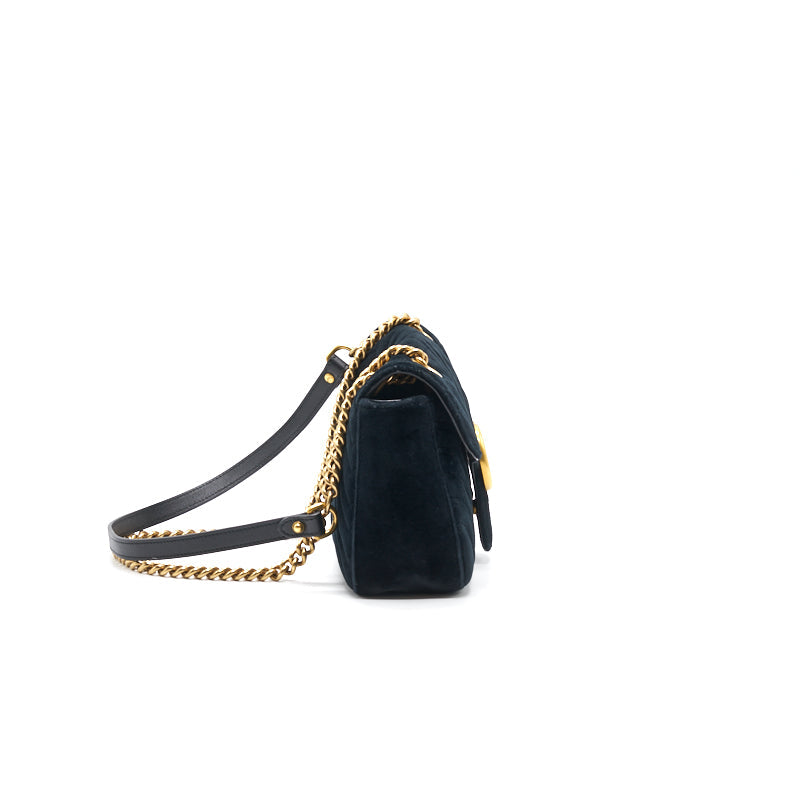 Gucci Velvet Marmont Handbag Black Small Travel Bag