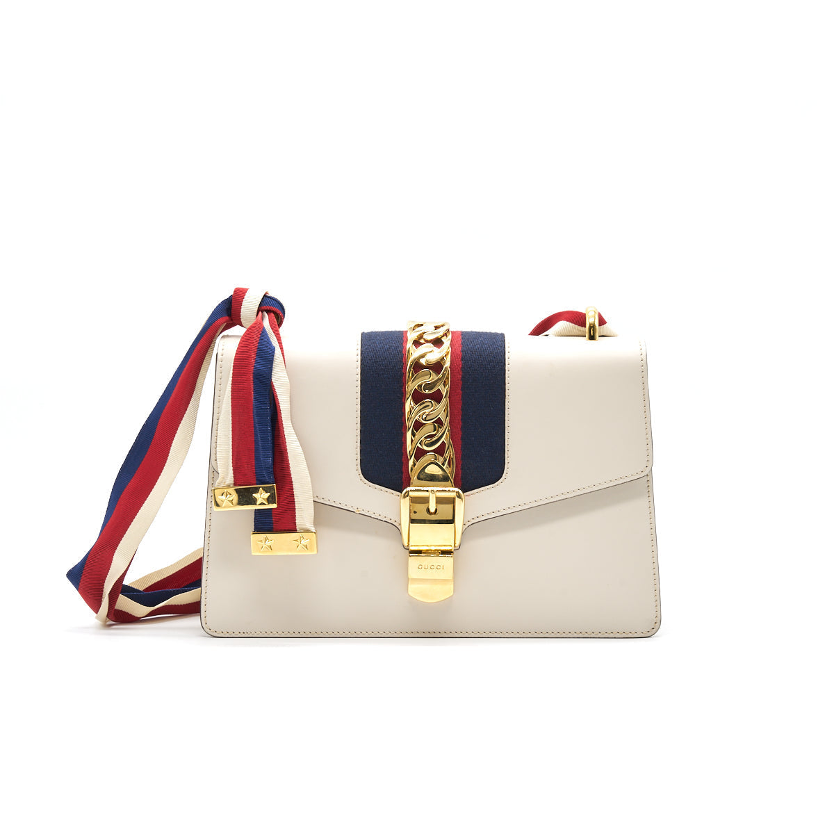 Gucci Sylvie Shoulder Bag Strap Missing Leather White