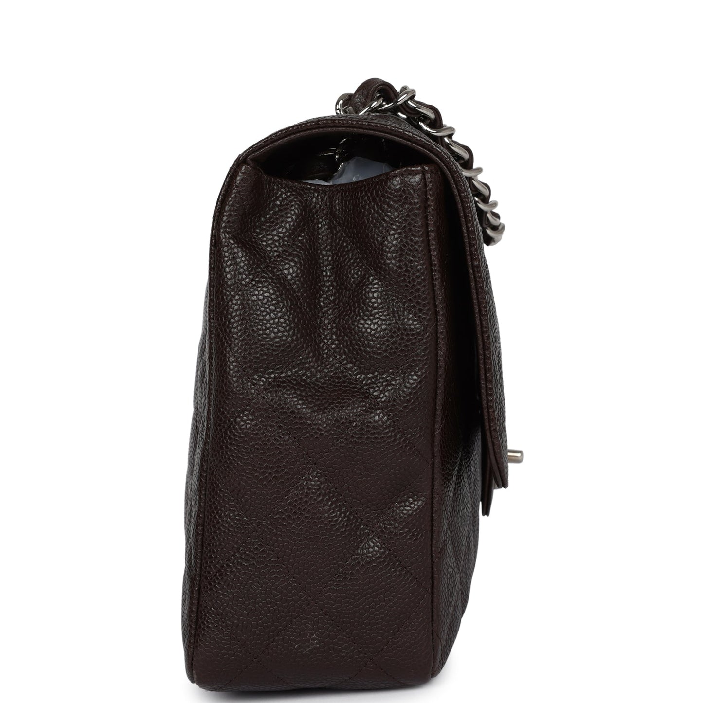 Chanel Jumbo Classic Single Flap Dark Brown Caviar Silver Hardware Accessory
