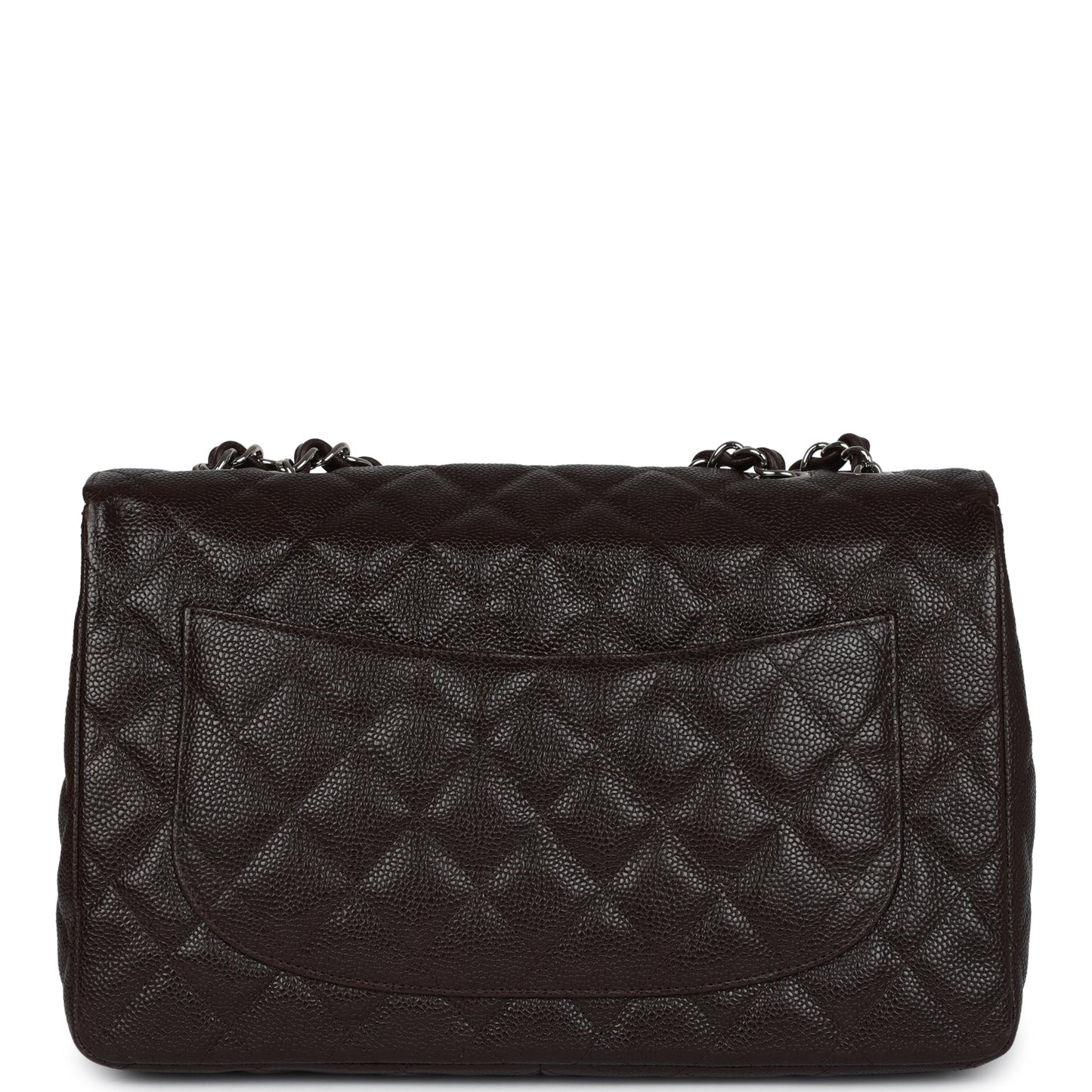 Chanel Jumbo Classic Single Flap Dark Brown Caviar Silver Hardware Accessory