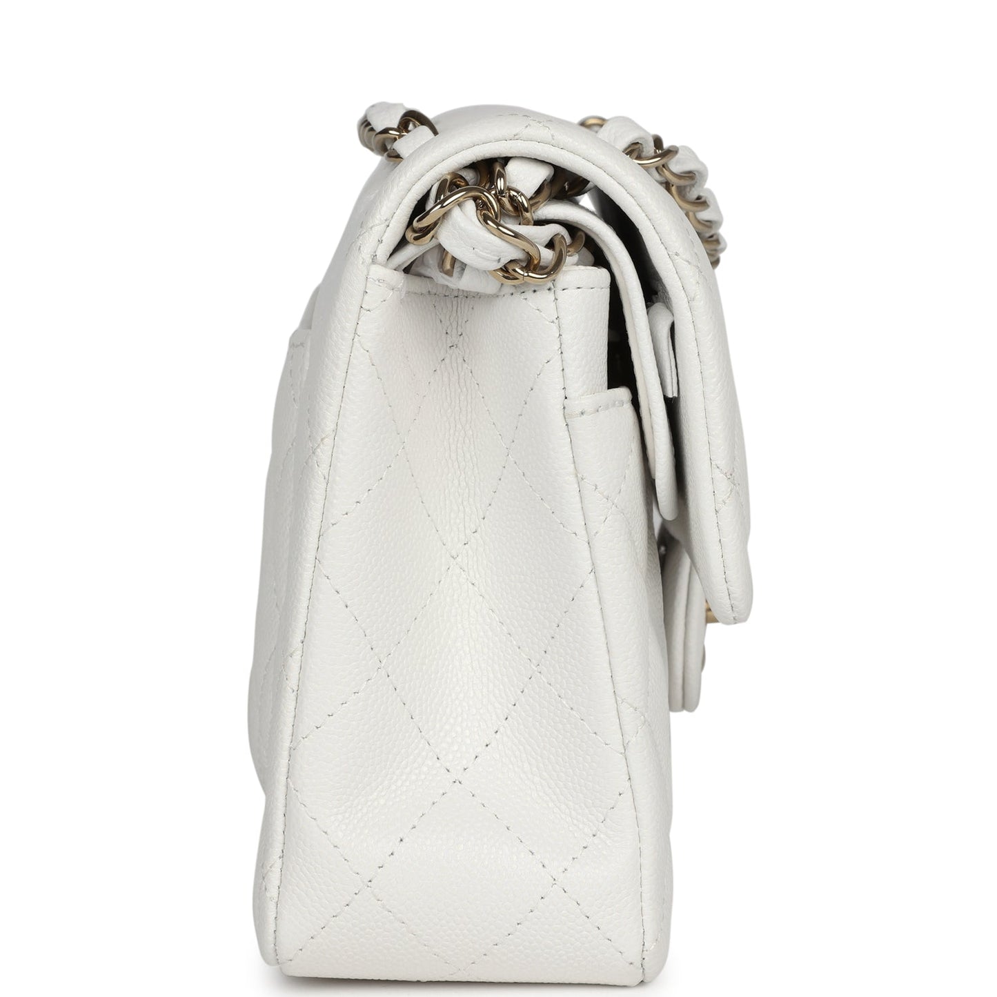 Chanel Small Classic Double Flap White Caviar Light Gold Hardware Accessory