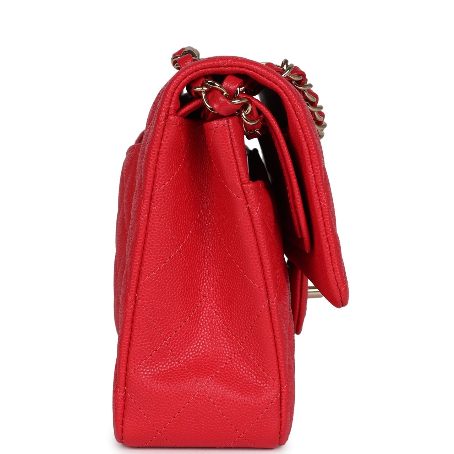 Chanel Small Classic Double Flap Red Caviar Light Gold Hardware Accessory