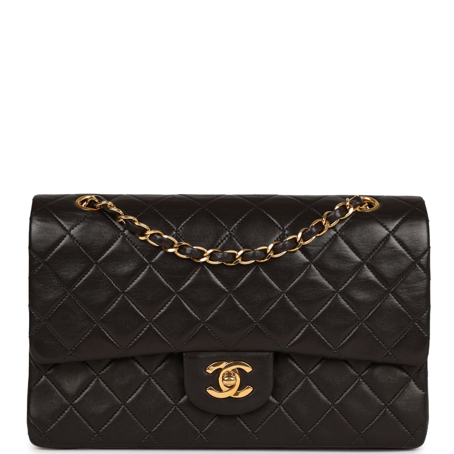 Chanel Medium Classic Double Flap Black Lambskin Gold Hardware Accessory