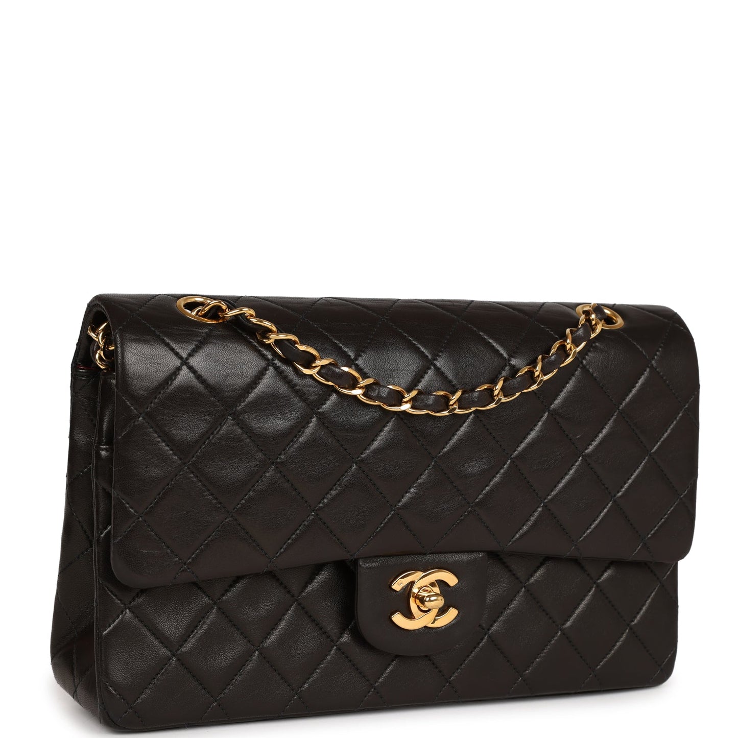 Chanel Medium Classic Double Flap Black Lambskin Gold Hardware Accessory