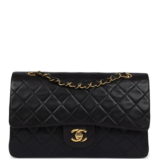 Medium Classic Double Flap Black Lambskin Gold Hardware Accessory Signature