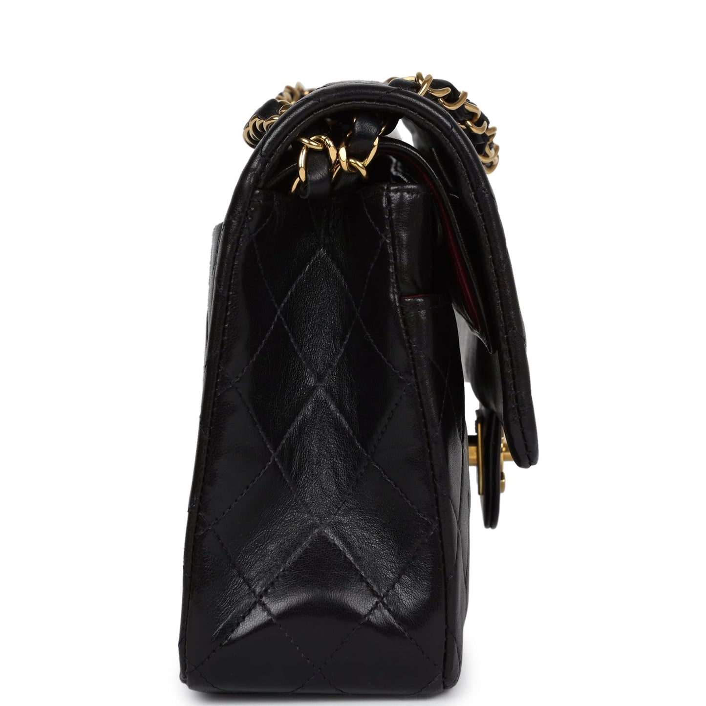 Medium Classic Double Flap Black Lambskin Gold Hardware Accessory Signature