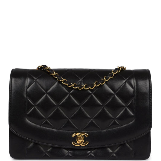 Chanel Small Diana Flap Bag Black Lambskin Gold Hardware