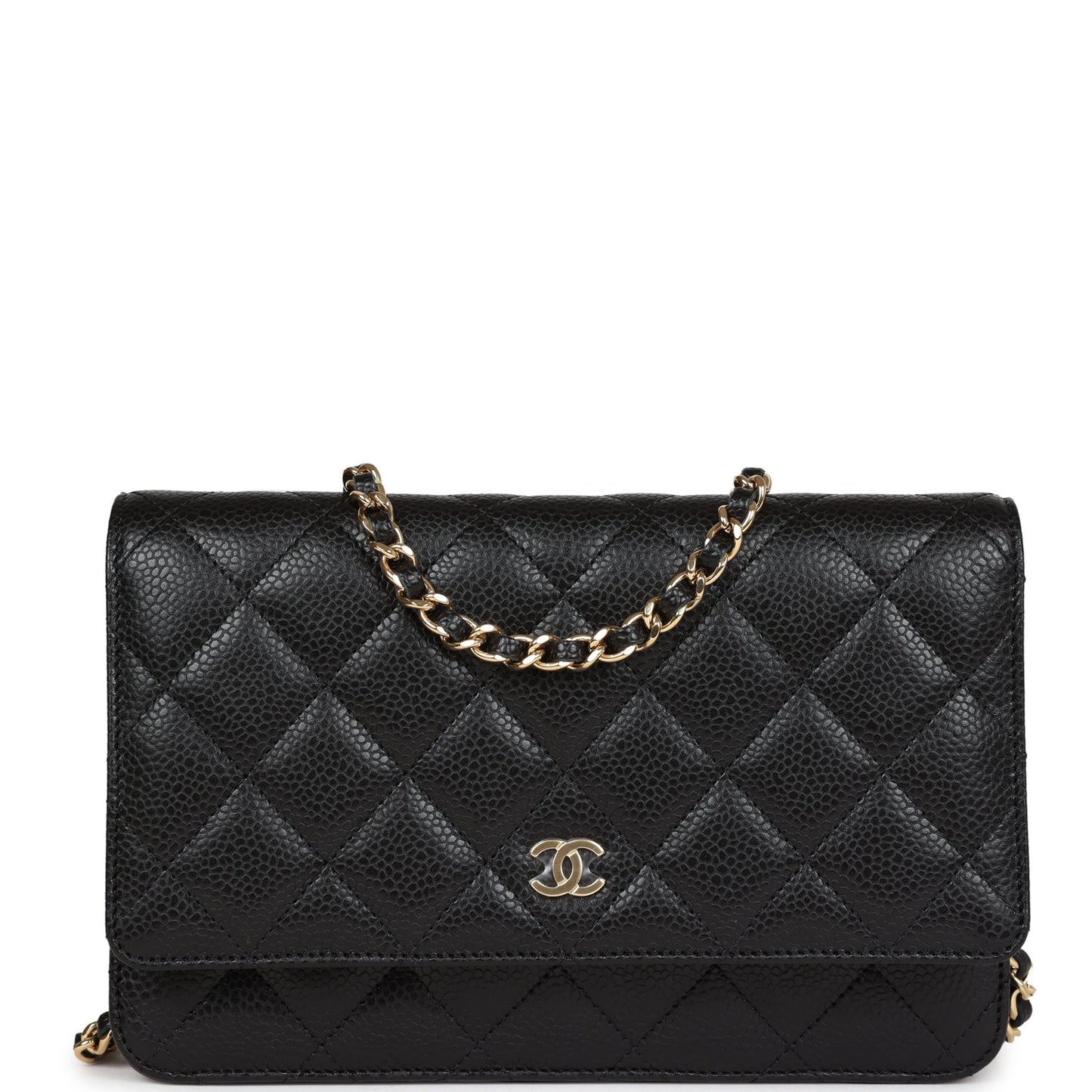 Wallet On Chain WOC Black Caviar Gold Hardware Bag Signature