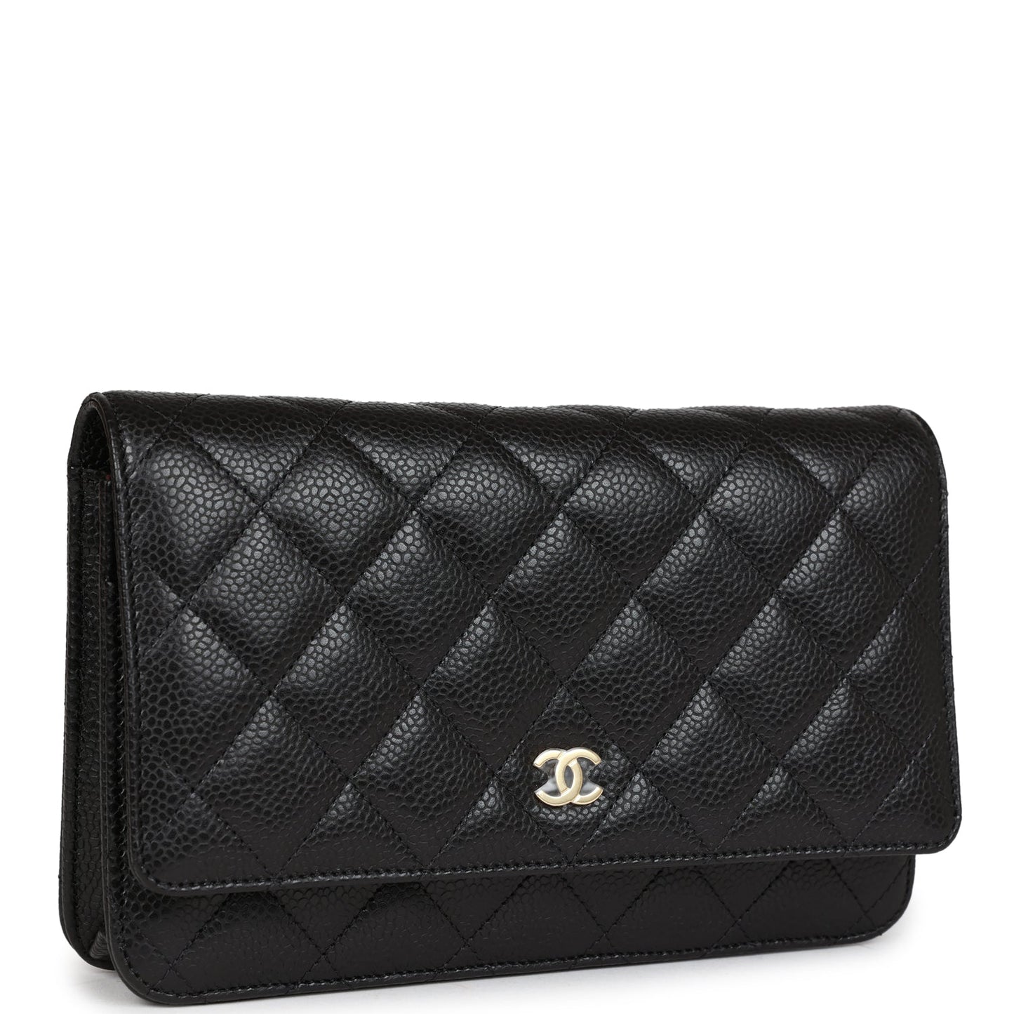 Wallet On Chain WOC Black Caviar Gold Hardware Bag Signature