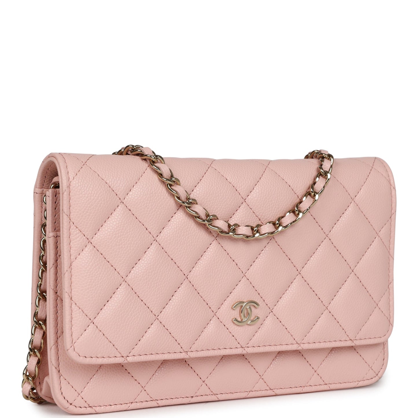Chanel Wallet On Chain WOC Light Pink Caviar Light Gold Hardware Bag