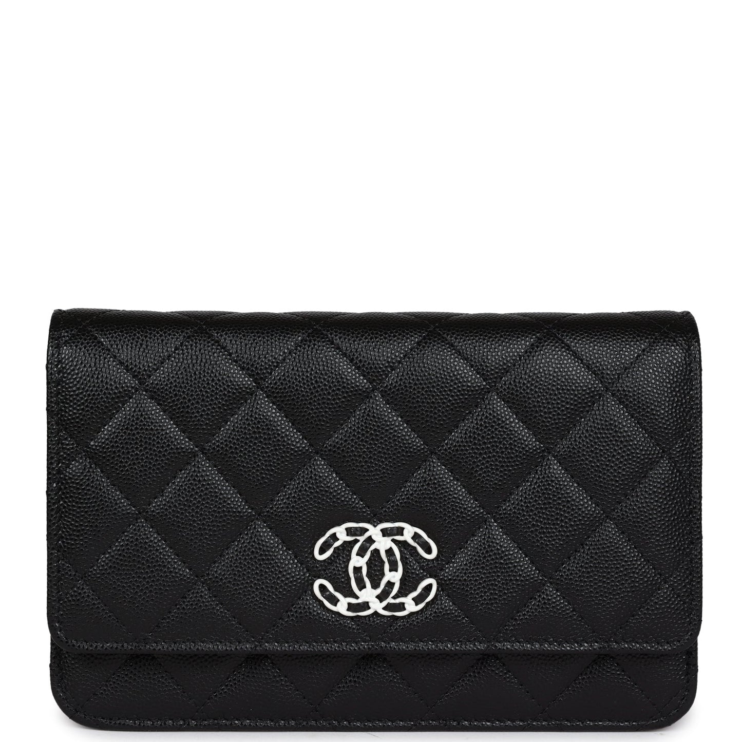 Chanel Wallet On Chain WOC Black Caviar White and Silver Hardware Bag