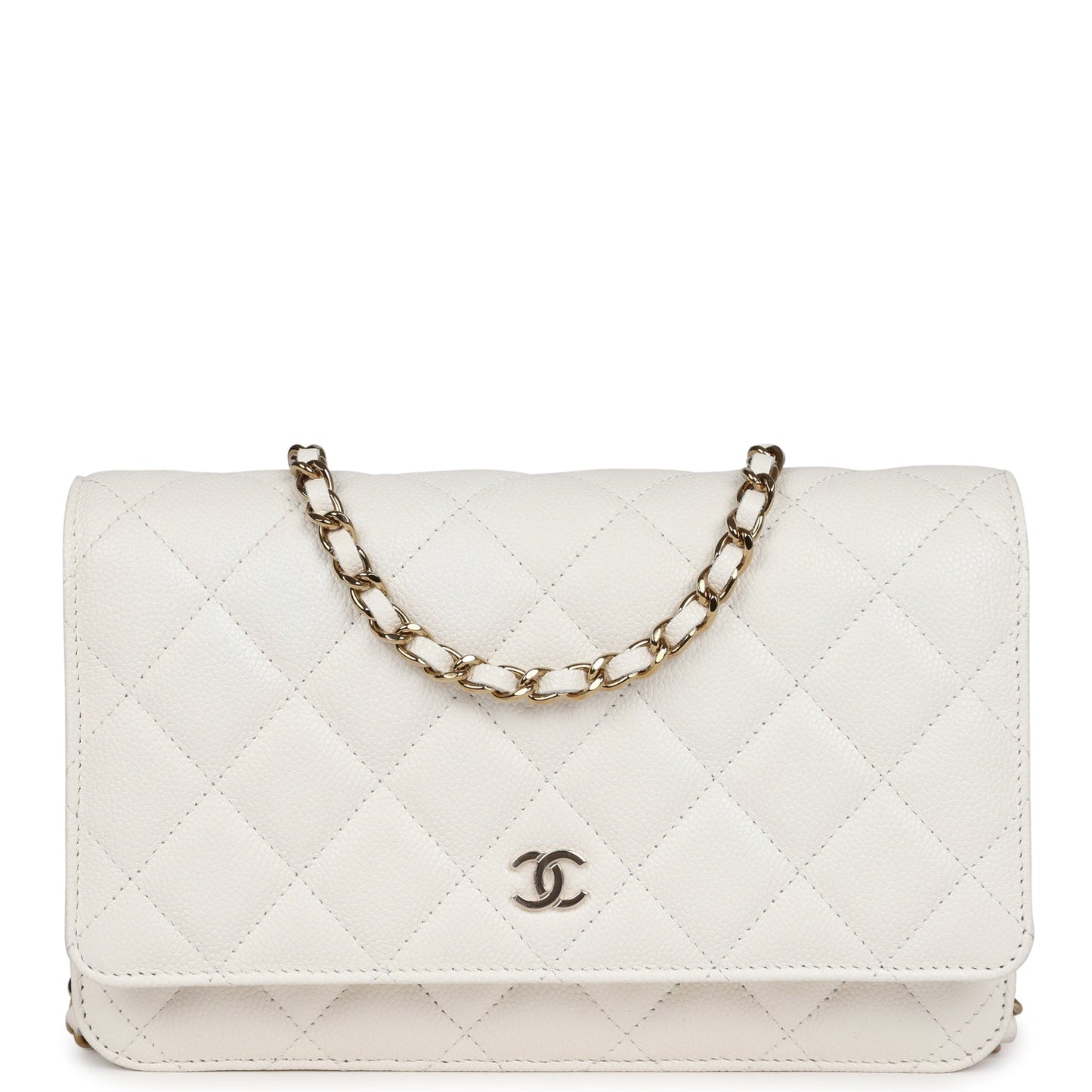 Chanel Wallet On Chain WOC White Caviar Light Gold Hardware Bag
