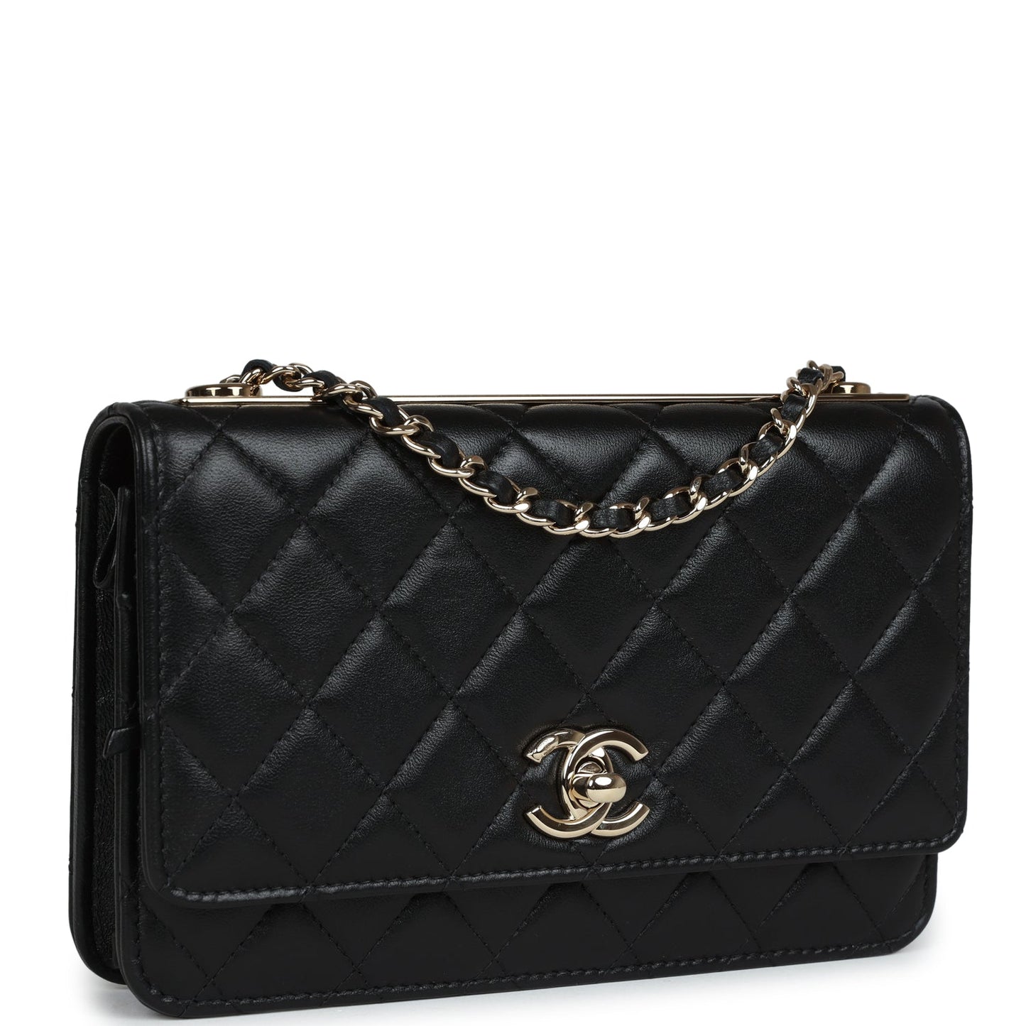 Chanel Trendy CC Wallet On Chain WOC Black Lambskin Gold Hardware Bag