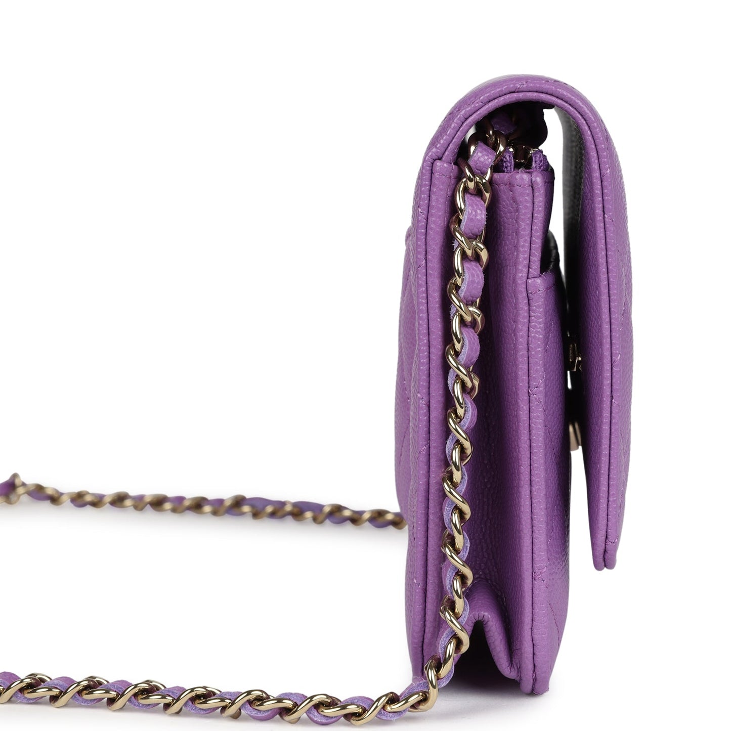 Chanel Wallet On Chain WOC Purple Caviar Light Gold Hardware Bag
