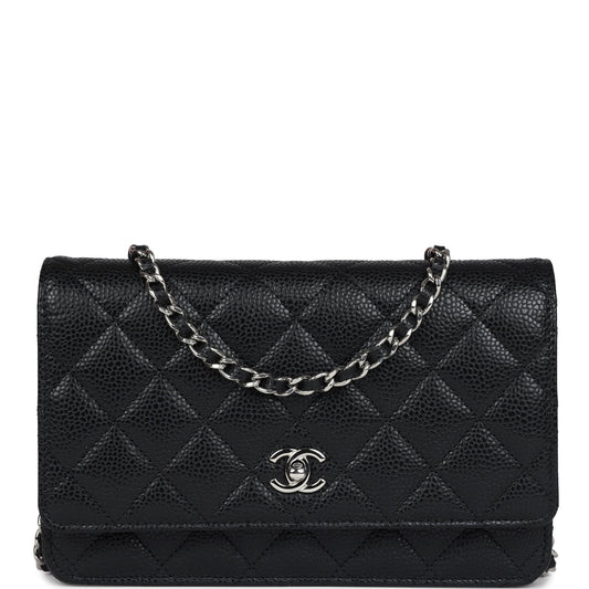 Wallet On Chain WOC Black Caviar Silver Hardware Bag Signature