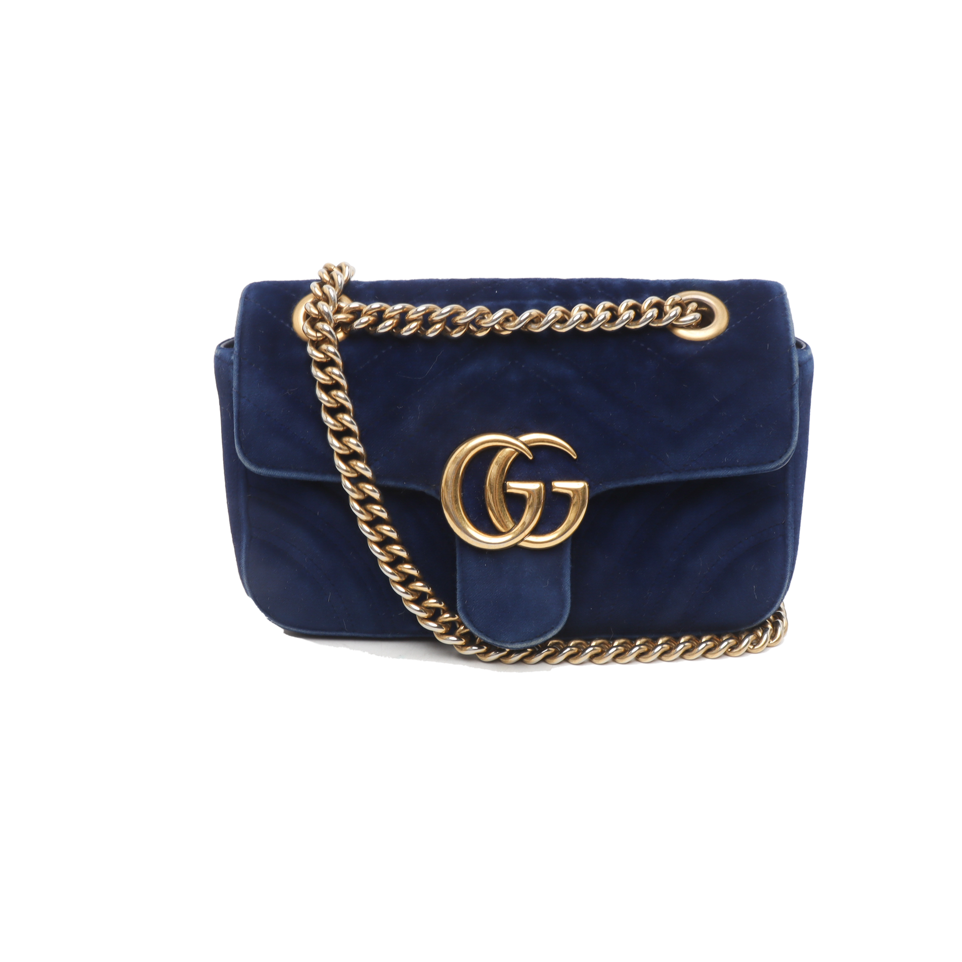 Gucci Marmont Velvet Navy Mini Flap Travel Bag Handbag 2