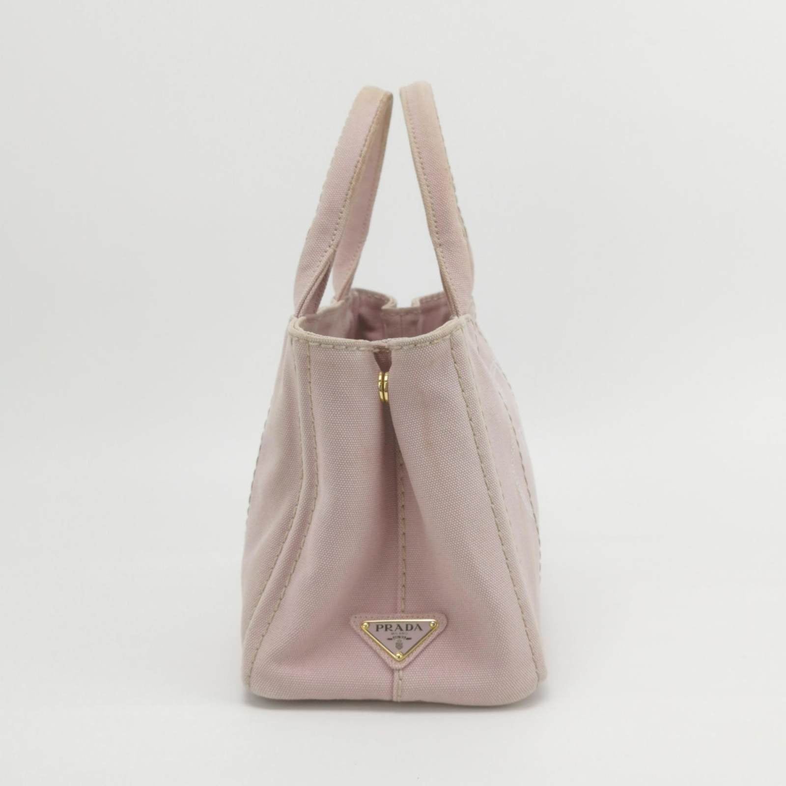 Prada Canape Tote Top Handle Bag With Strap Canvas Pink Tote Bag