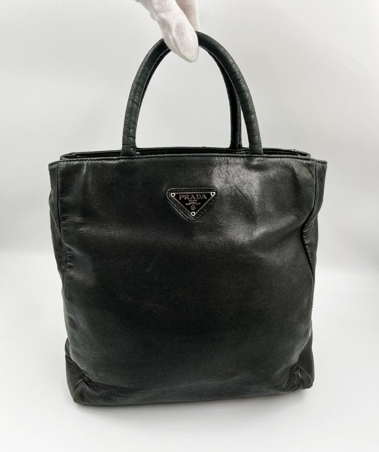 Prada Tote Leather Black Tote Bag Leather Tote 2