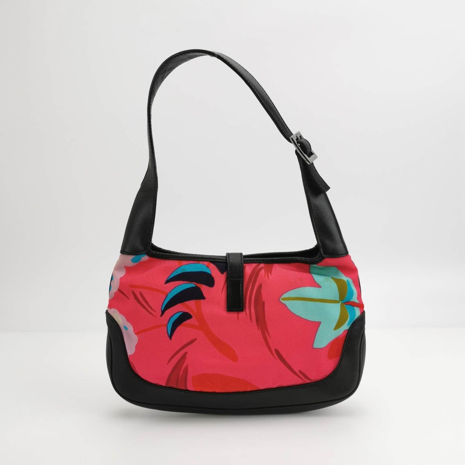 Gucci Jackie Mini Multicolor Floral Shoulder Bag Leather Canvas